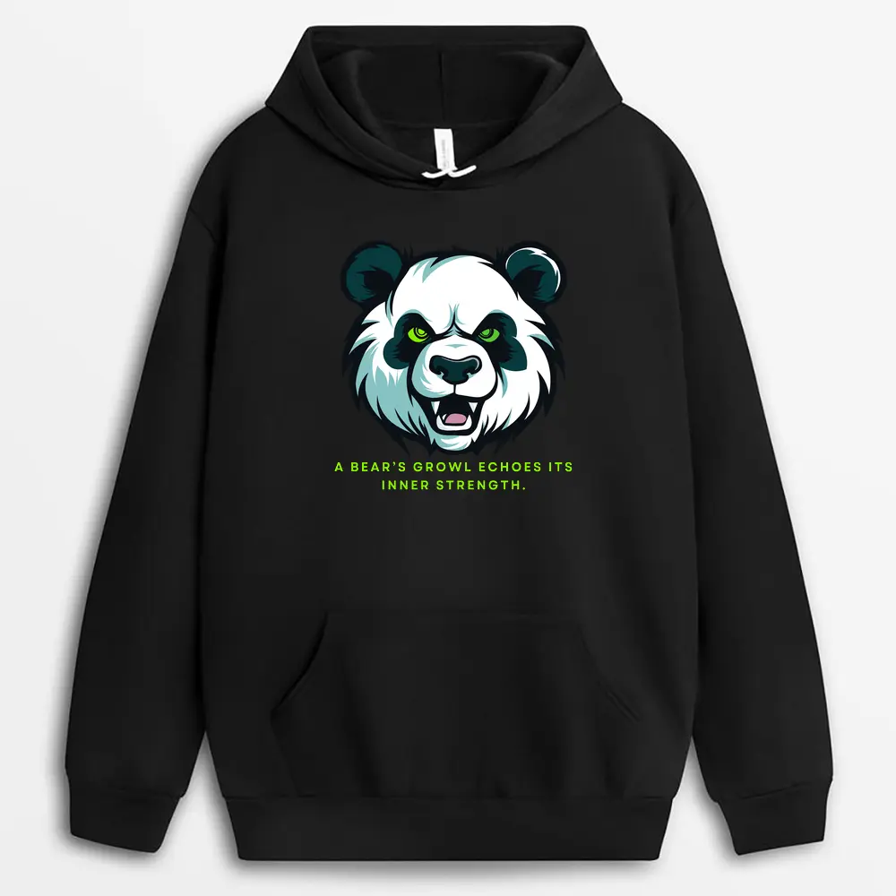 A Bears Growl Echoes Its Inner Strength Hyeinxtee Hoodie - Black