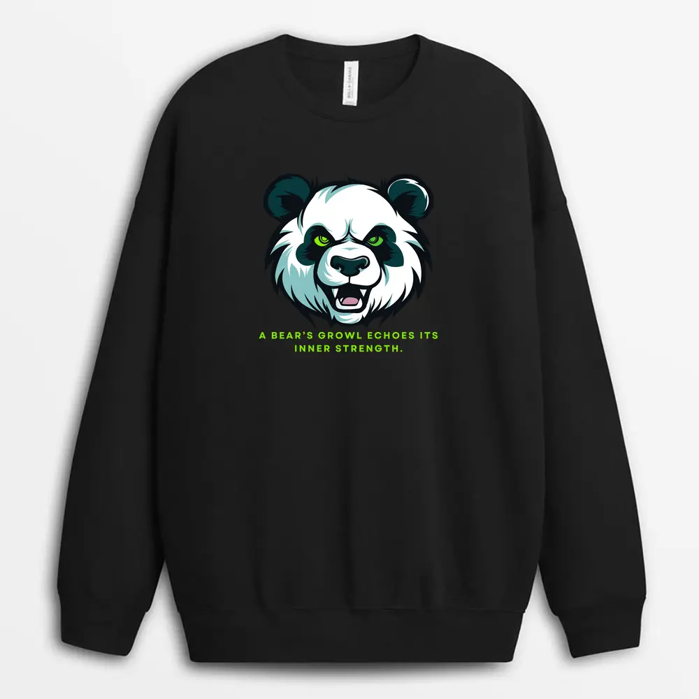 A Bears Growl Echoes Its Inner Strength Hyeinxtee Sweatshirt - Black